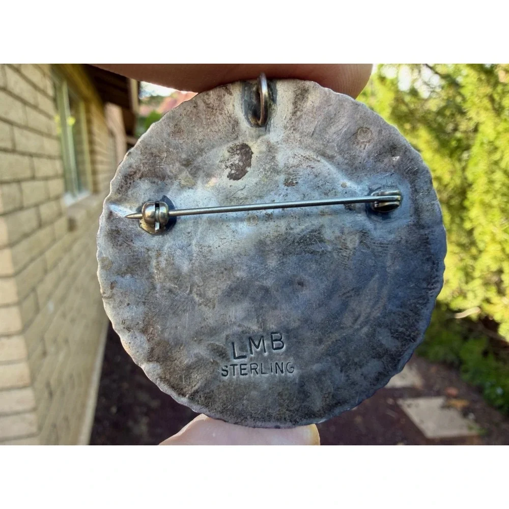 Larry Moses Begay Navajo‎ Sterling Silver Blue Green Cluster Turqiouse Pendant